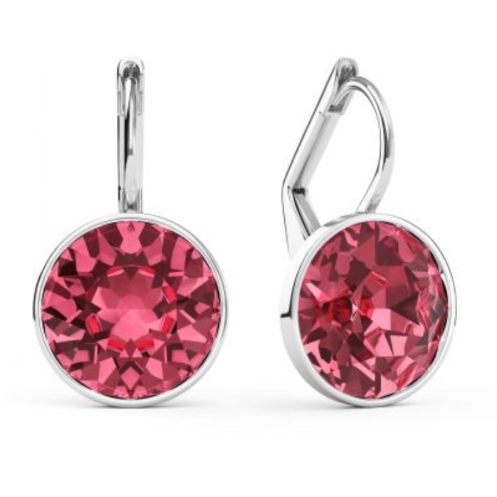 Bella Earrings with 4 Carat Rose Crystals Silver Plated